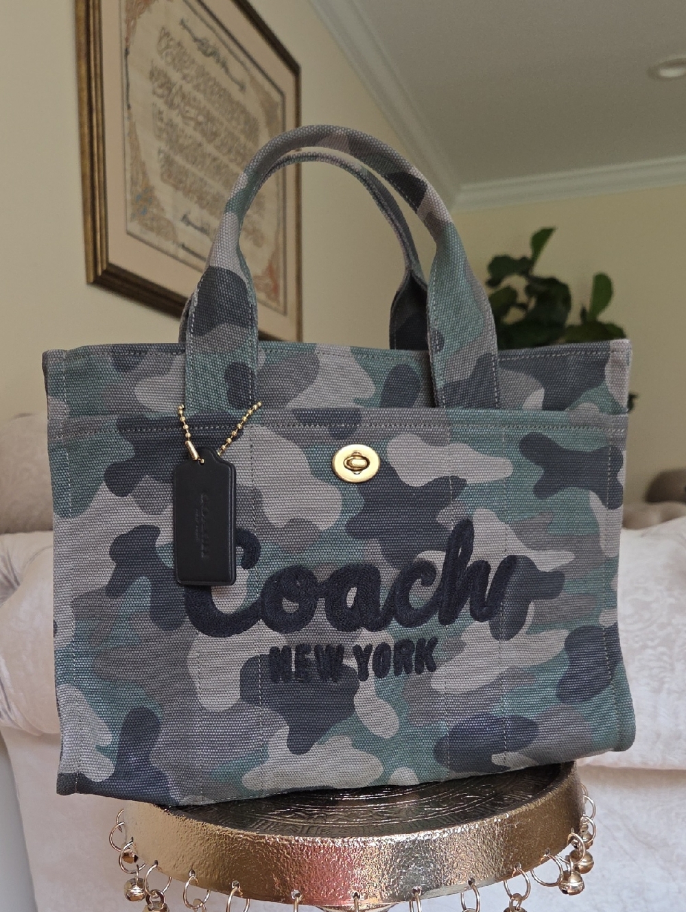 COACH Cargo Tote Bag with Camo Print - Picture 3 of 15